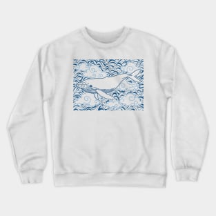 Magical Flying Whale Blue Clouds Blue Sky Dark Crewneck Sweatshirt